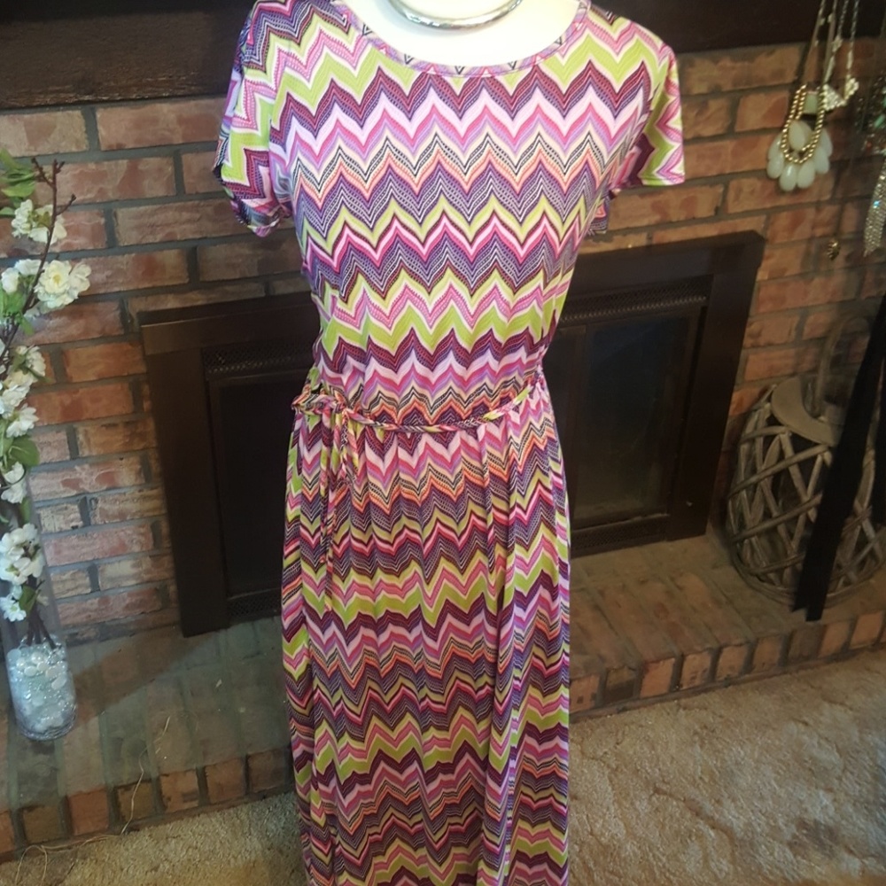 Chevron multi color maxi dress. NWT